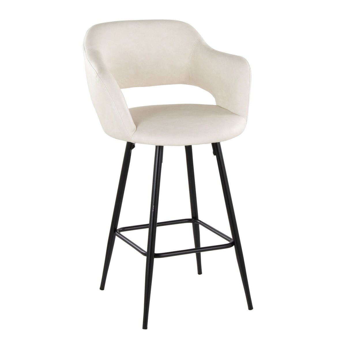 Margarite - Contemporary Fixed Height Counter Stool With Square Footrest (Set of 2), photo 18 of 20