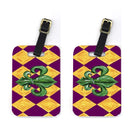 Mardi Gras Fleur de lis Purple Green and Gold Luggage Tag