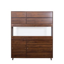 Large Kitchen Hutch Cabinet, Storage Kitchen Cupboard With 4 Doors, 4 Drawers & Microwave Shelf - Walnut