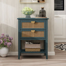 2 Drawer Side Table, Natural Rattan