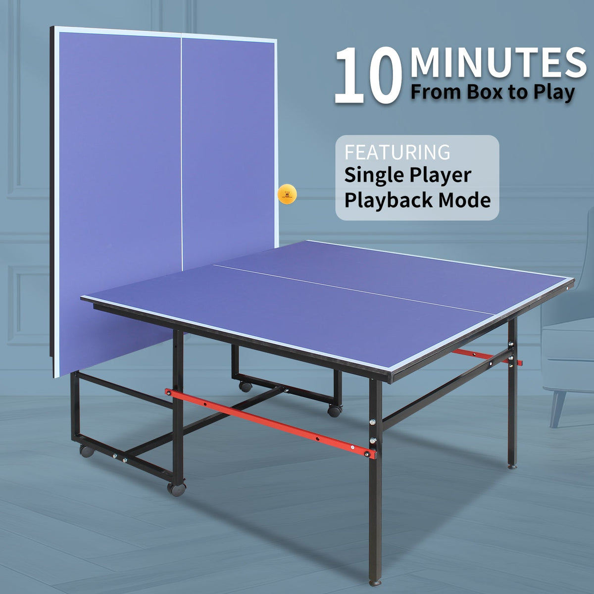 8ft Mid-Size Table Tennis Table Set, photo 2 of 10