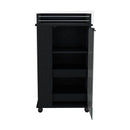 Bar Cart With Glass Door, 2 Side Shelves And Casters - Black by HouseOfZazla