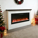 65" Electric Fireplace With Wall Mantel, 50" Fireplace Insert Heater, Remote Control, Timer For Living Room - Antique White by HouseOfZazla
