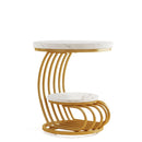 Round Vintage End Table With 2 Tier Storage by HouseOfZazla