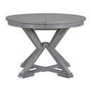 5-Piece Retro Functional Dining Table Set Extendable Round Table and 4 Upholstered Chairs for Dining Room and Living Room (Grey)