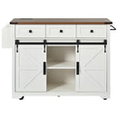 K&K 53.7" Farmhouse Kitchen Island with Power Outlet