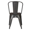 Set of 4 Stackable Metal Dining Chairs, Modern Industrial Slat Back by HouseOfZazla