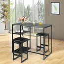 3 pcs Dining Set with Faux Marble Top Table and 2 Stools-Black by LJGDeals