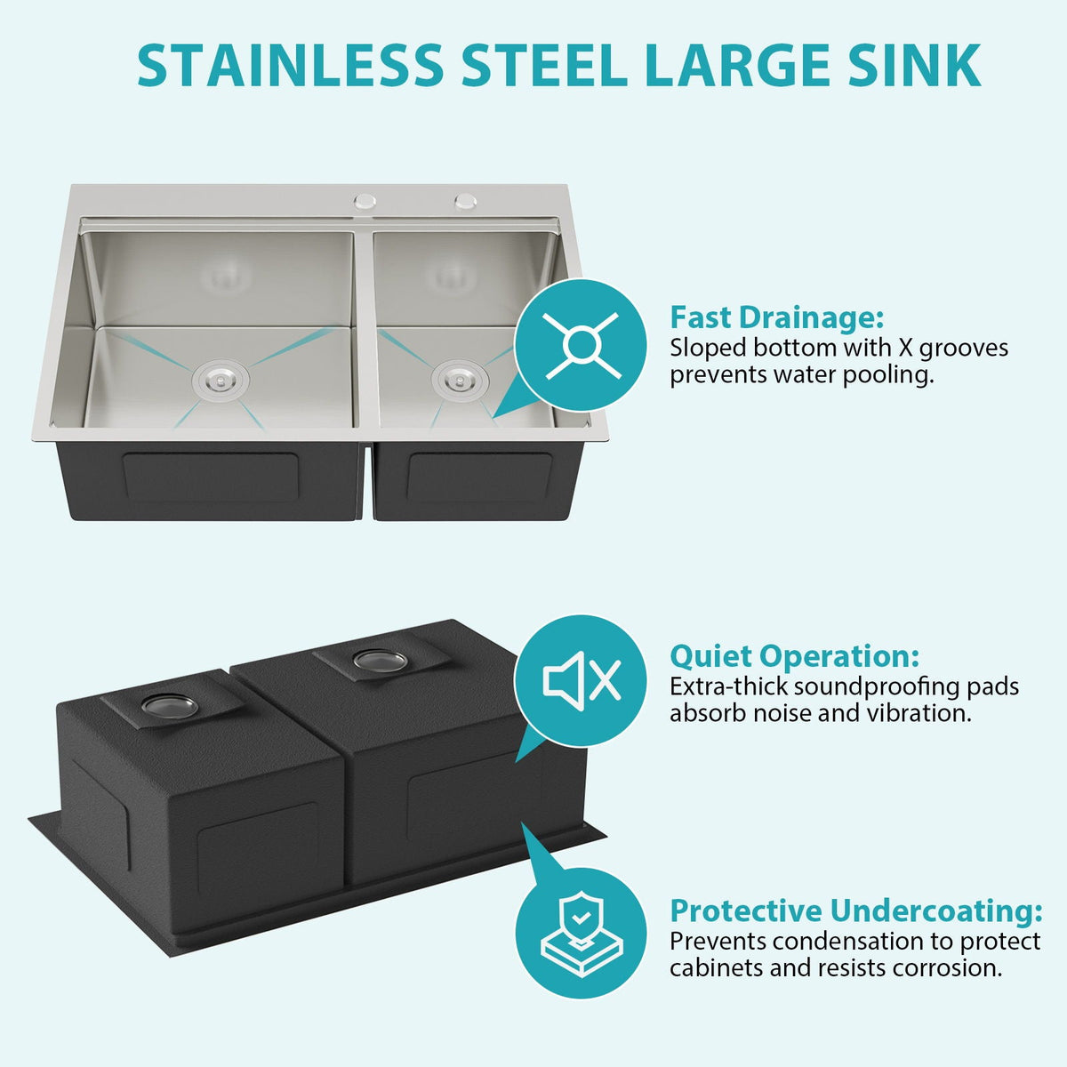 Topmount Drop In Kitchen Sink With Double Bowl Design, photo 18 of 20