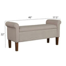Upholstered Storage Bench With Rolled Armrests - Beige by HouseOfZazla