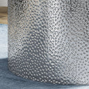 Modern Round Accent Table With Hammered Surface