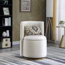 360 degree Swivel Accent Chair with Storage Function, Velvet Curved Chair with Gold Metal Base for Living Room, Nursery, Bedroom