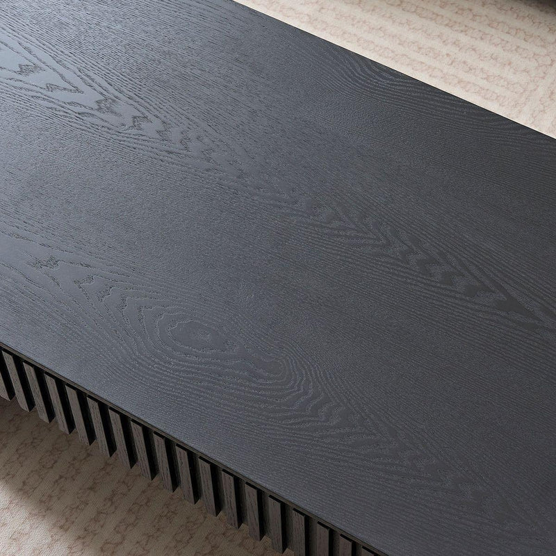 51.18'' Oval Wood Coffee Table With Drawer  Mid Century Modern Coffee Table Unique Coffee Table for Living Room Furniture, Tea Table BLACK