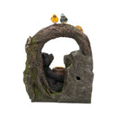 Decorative Two Tiered Water Fountain With Woodland Animal Design, Outdoor Fountain With Light And Pump - Dark Gray by HouseOfZazla