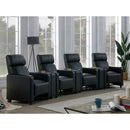 Warren - 4 Seater Home Theater With 3 Wedge Consoles - Black