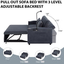 Convertible Sofa Bed Loveseat Sofa With Three USB Ports, Two Side Pockets, Two Cup Holders And 360° swivel Phone Holder For Living Room by Unique Piece Furniture
