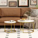Nesting Coffee Table Set of 2 with Marble Pattern Tops