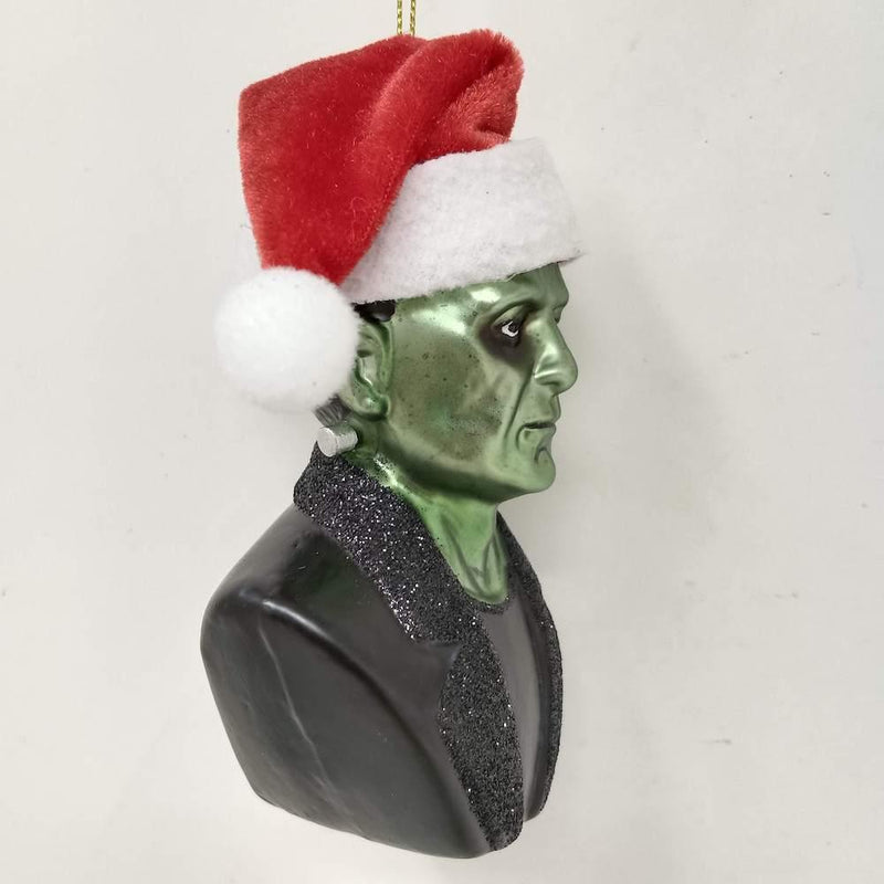 Frankenstein Santa Glass Christmas Ornament