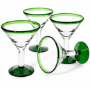 Mexican Hand Blown Martini & Margarita Glasses - Set of 4-10oz