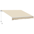 Outsunny - 12' x 8' Retractable Awning Patio Awnings Sun Shade Shelter With Manual Crank Handle, 280G / M² Uv & Water-Resistant Fabric And Aluminum Frame For Deck, Balcony, Yard - Cream White by HouseOfZazla