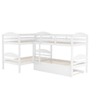 Twin L-Shaped Bunk Bed With Trundle - White by HouseOfZazla