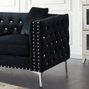 Wide Sofa With Jeweled Buttons Square Arm, 2 Pillows by Unique Piece Furniture