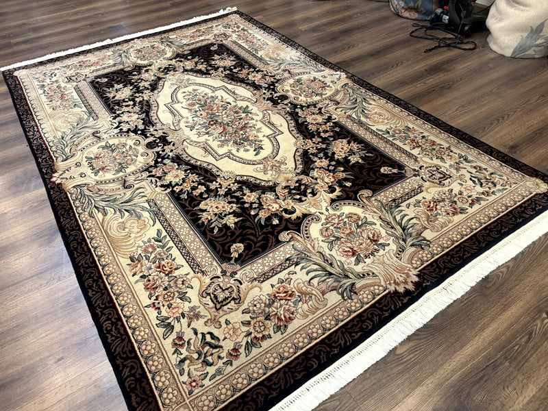 Aubusson Rug 6x9, European Design, Fine 170 KPSI, Elegant Carpet