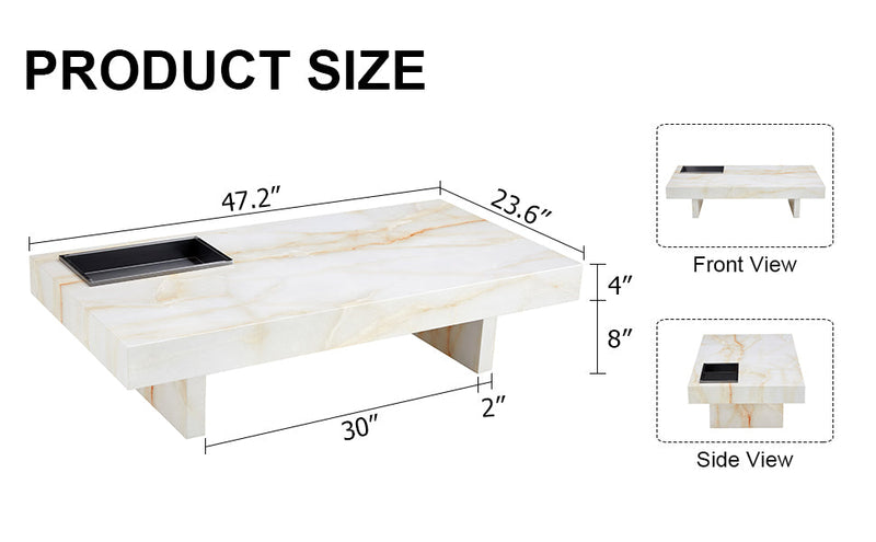 A modern and practical coffee table with imitation marble patterns, made of MDF material. The fusion of elegance and natural fashion 47.2"x 23.6"x 12 "