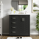 Ceramic Sink Combo, Freestanding Vanity Set With 3 Drawers & Soft Closing Doors by Unique Piece Furniture