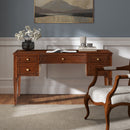 Dauphin Gold Accent 5-Drawer Wood Executive Desk Dark Walnut Ash Wood & Veneer by HouseOfZazla