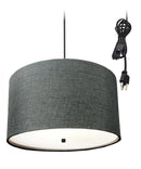 18"W 2 Light Swag Plug-In Pendant  Granite Gray with Diffuser Black Cord