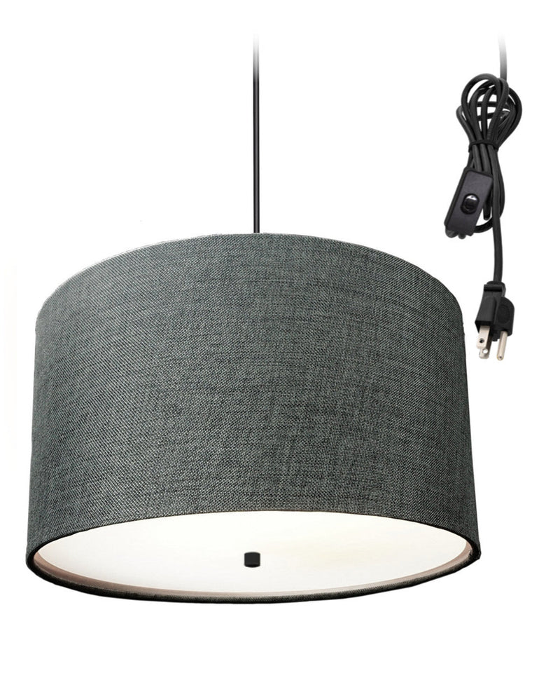 18"W 2 Light Swag Plug-In Pendant  Granite Gray with Diffuser Black Cord