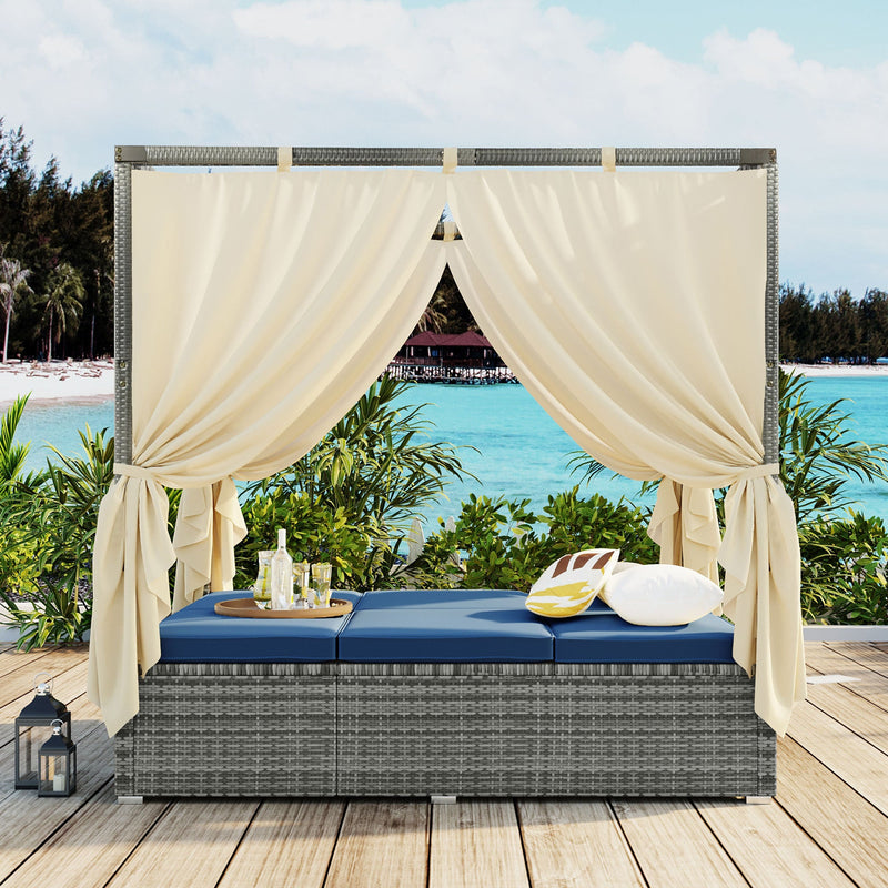 Adjustable Sun Bed With Curtain,High Comfort,With 3 Colors