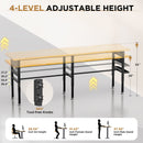 Adjustable Workbench, Side Pegboard, 4 Height Settings, Power Outlet, Storage Box, Wheels Or Leveling Feet - Black