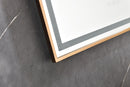 39in. W x 26in. H Oversized Rectangular Rose Gold Framed LED Mirror Anti-Fog Dimmable Wall Mount Bathroom Vanity Mirror Rose Gold