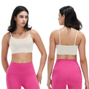 Women Strap Sport Bras Padded StrappyÊCrop Square Neck Low Impact Bras SexyÊFitnessÊTank Tops with Removable Pads Flat Straps for Gym Yoga Workout Run