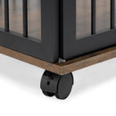 38" Heavy Duty Dog Crate Furniture for Medium Dog with Lockable Wheels, Wooden Dog Crate Dog Kennel, End Table Crate with Double layer storage, Brown