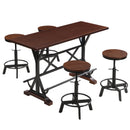 5-Piece Dining Table Set, 59" Wooden Sofa Side Table with Stabilizing Base, Rustic Brown Industrial Adjustable Height Chairs, Modern Bar Table and Chairs for Living Room, Dining Room, and Space Saving