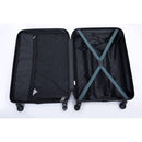 3 Piece Luggage Sets ABS Lightweight Suitcase with Two Hooks, Spinner Wheels, TSA Lock, (20/24/28), DARK GREEN