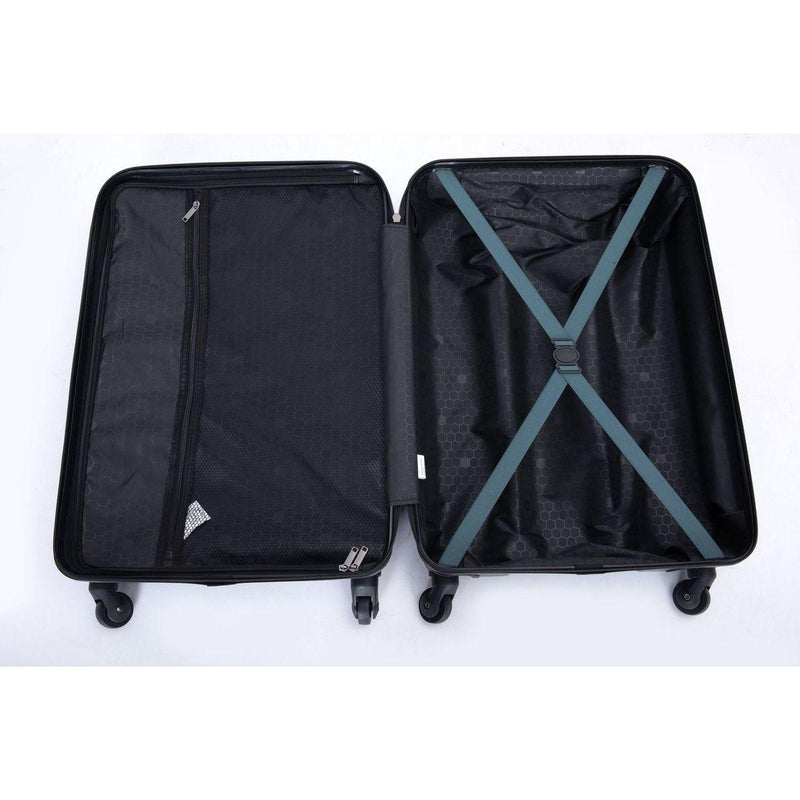 3 Piece Luggage Sets ABS Lightweight Suitcase with Two Hooks, Spinner Wheels, TSA Lock, (20/24/28), DARK GREEN