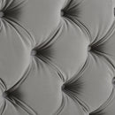 Brooklyn King Tufted Panel Bed Headboard and Footboard Set, Opal Grey Velvet