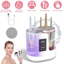 4 In 1 Electric Makeup Brush Cleaner USB Powered Automatic Brush Blender Machine with Timer Digital Display Cleaning Drying UV Disinfection Brush Stor