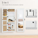Jewelry Armoire Organizer With Full Length Mirror, Wall Mounted Lockable Cabinet With LED Light by Unique Piece Furniture