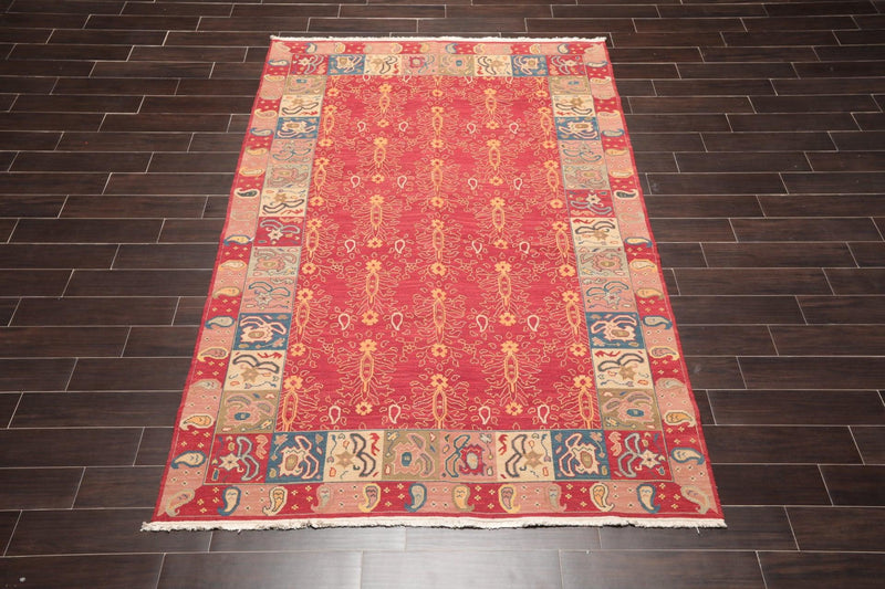 5'10" x 8'10" Hand Knotted 100% Wool Reversible Oriental Area Rug Red