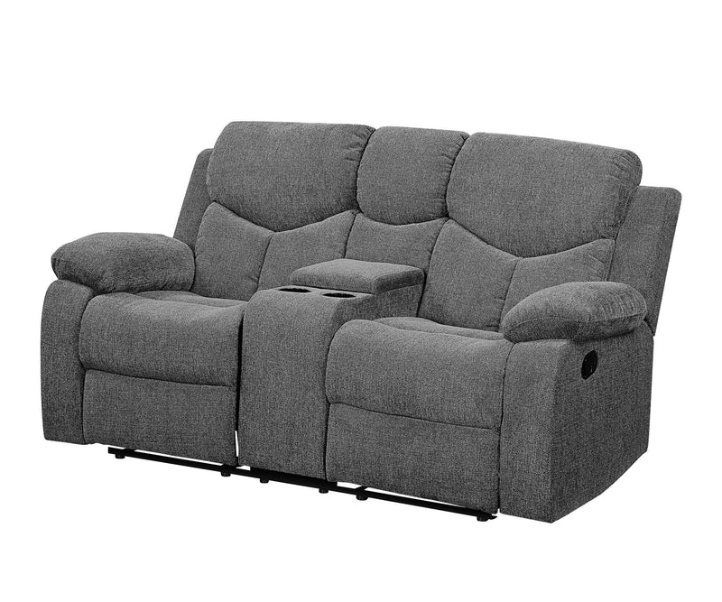 Kalen - Chenille Loveseat With Console - Gray, photo 6 of 7