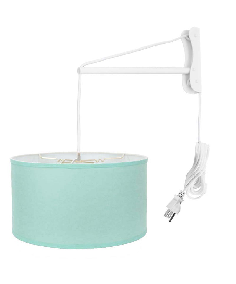 18"W MAST Plug-In Wall Mount Pendant 1 Light White Cord/Arm Island Paridise Blue Shade