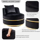 360 Degree Swivel Accent Chair Velvet Modern Upholstered Barrel Chair Over-Sized Soft Chair with Seat Cushion for Living Room, Bedroom, Office, Apartment, Black