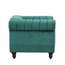 39" Modern Sofa Dutch Fluff Upholstered sofa with solid wood legs, buttoned tufted backrest,green