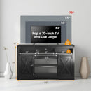 Farmhouse TV Stand With Sliding Barn Doors & Adjustable Storage