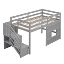 Loft Bed With Storage Staircase, Window & LED Light